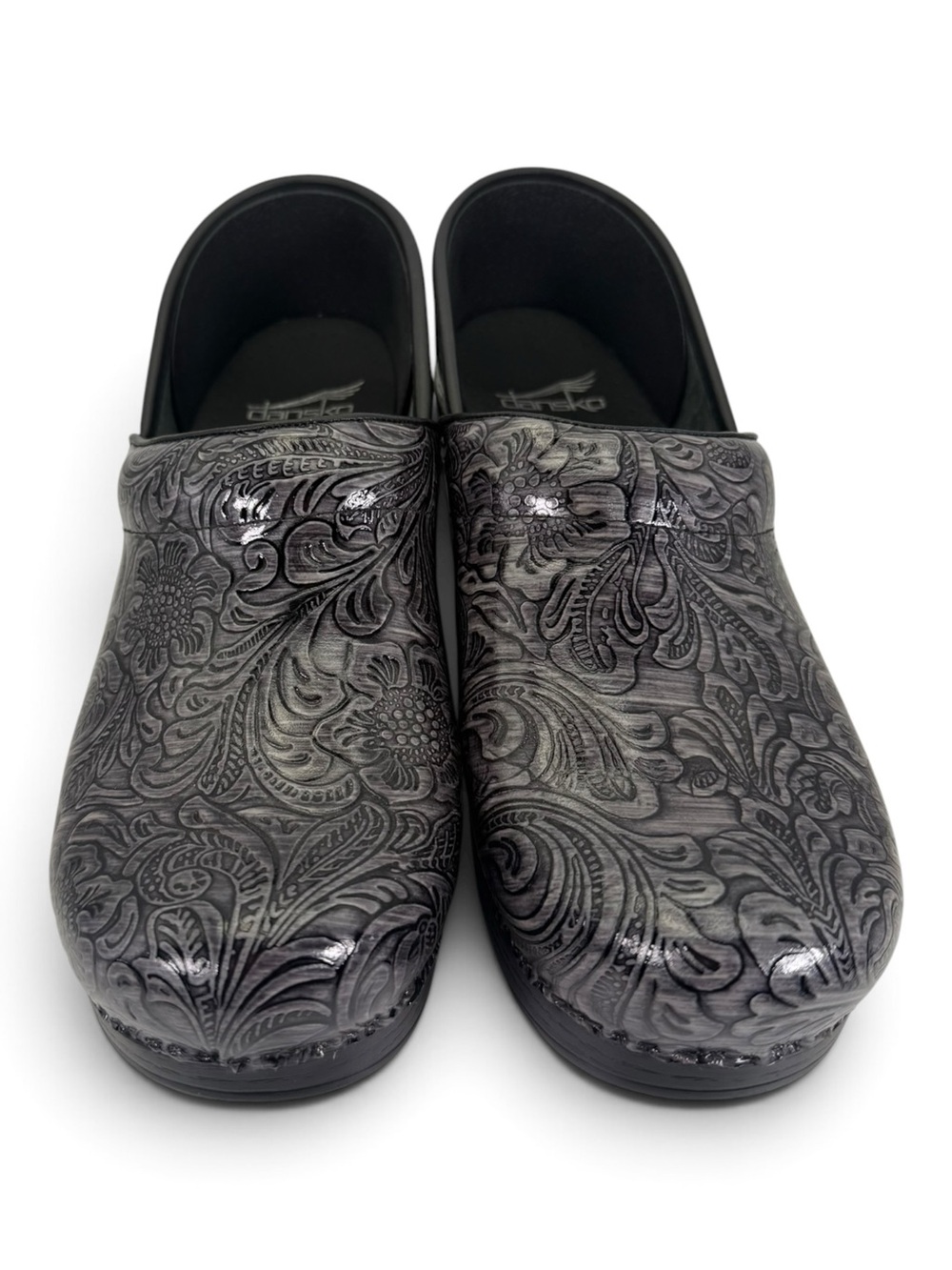 NEW Dansko Embossed Floral Leather Clogs Size 39 - Picture 4 of 7